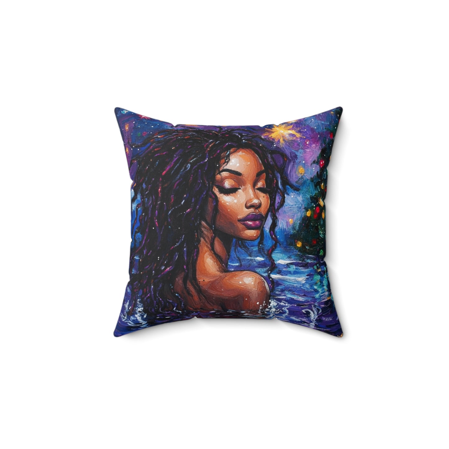 Black Siren Christmas Art Throw Pillow