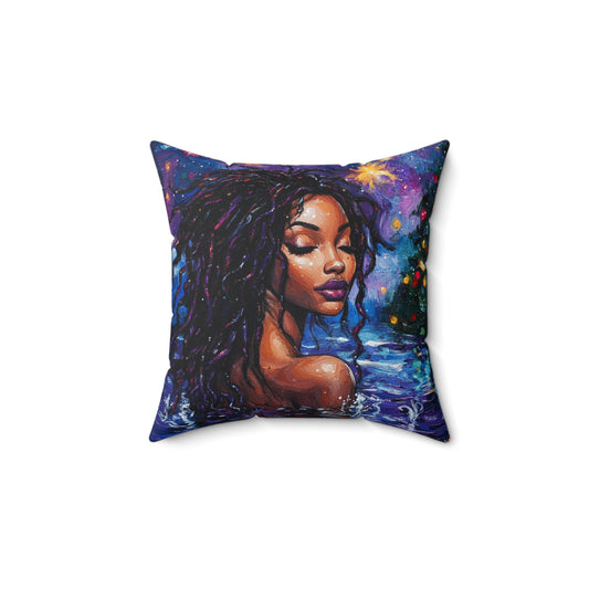 Black Siren Christmas Art Throw Pillow